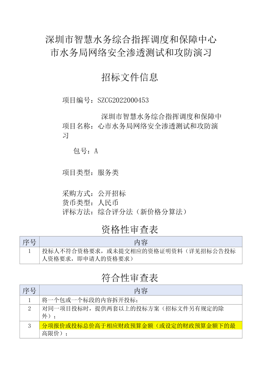 [SZCG2022000453-A]深圳市智慧水务综合指挥调度和保障中心市水务局网络安全渗透测试和攻防演习.docx_第1页