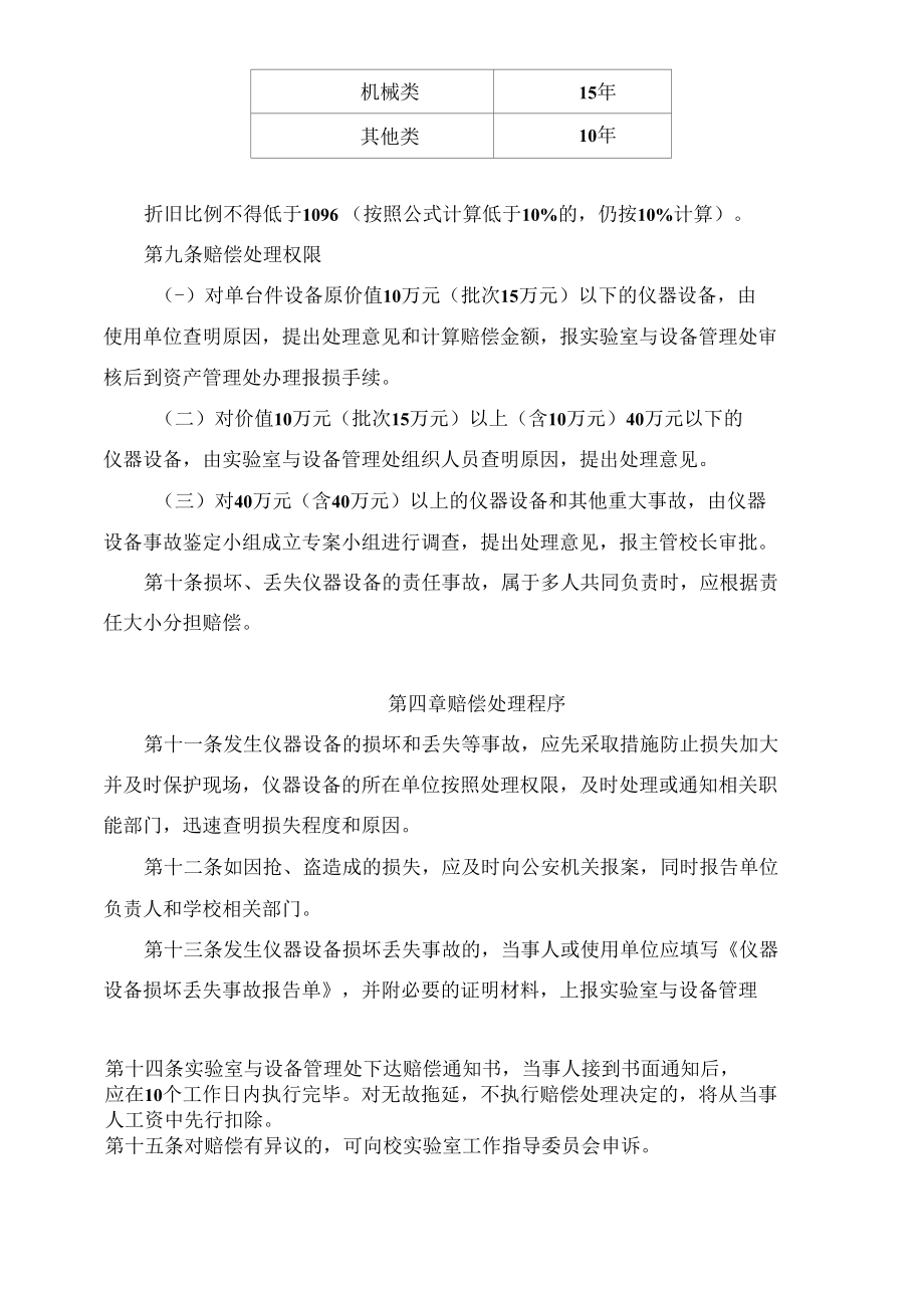 仪器设备损坏丢失赔偿办法.docx_第1页