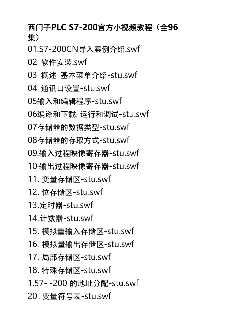 西门子PLC S7-200官方小视频教程(全96集).docx_第1页