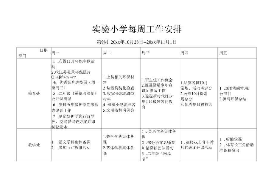 实验小学第9周学校工作安排.docx_第2页