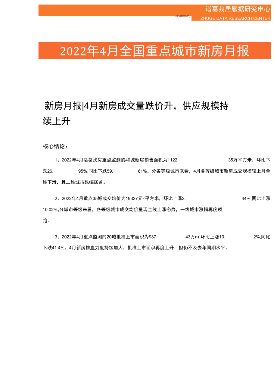 诸葛研究院-2022年4月新房市场月报 1.docx_第1页