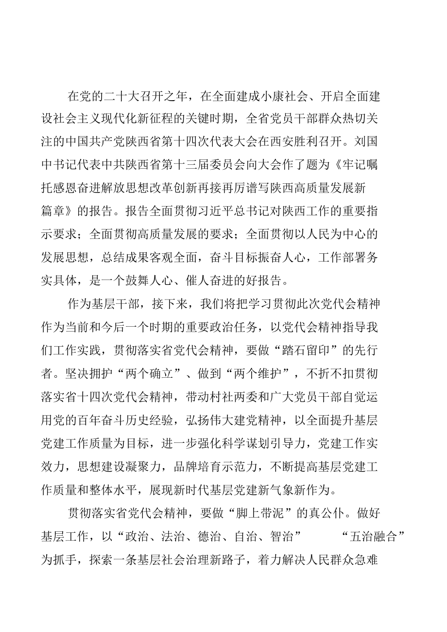 学习陕西省第十四次党代会精神研讨心得体会发言【13篇】.docx_第3页