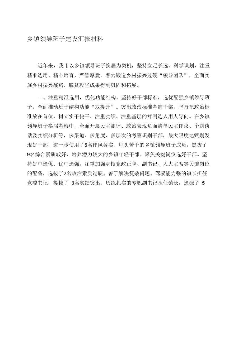 乡镇领导班子建设汇报材料.docx_第1页