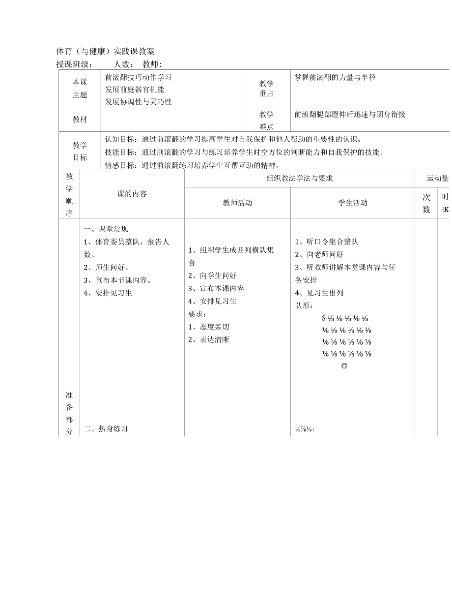 前滚翻教案公开课.docx_第1页