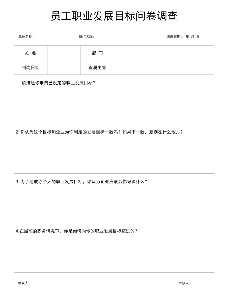 员工职业发展目标问卷调查.docx_第1页