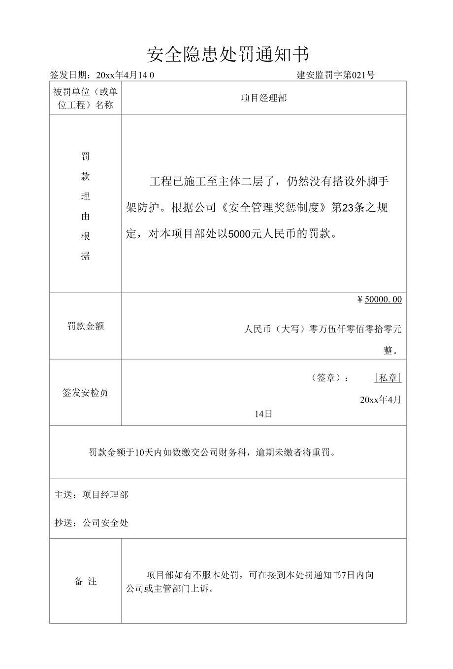 安全隐患处罚通知书.docx_第1页