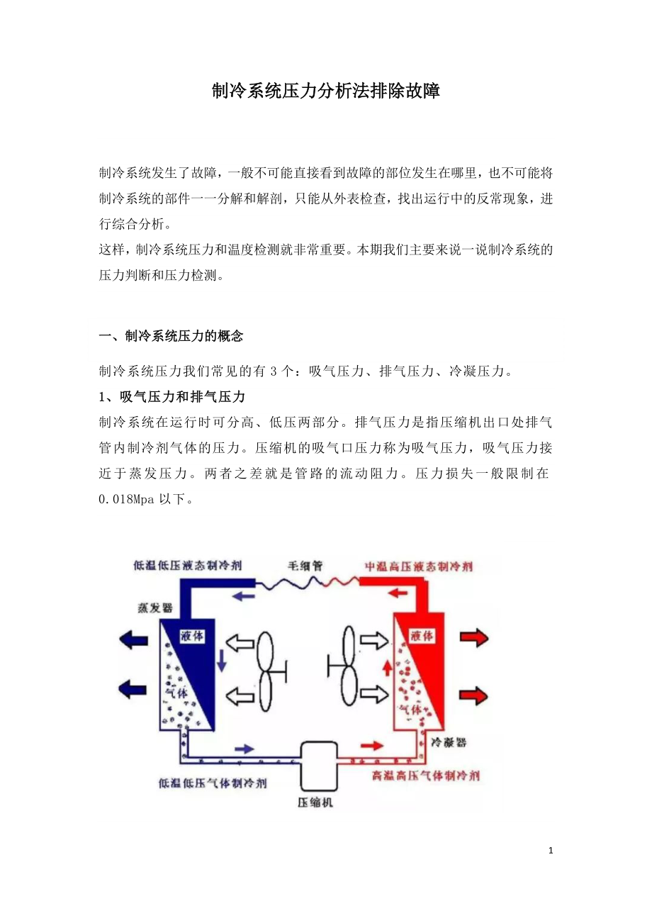 制冷系统压力分析法排除故障.doc_第1页