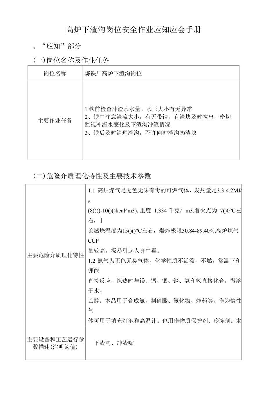 炼钢厂高炉下渣沟岗位安全作业应知应会手册.docx_第1页