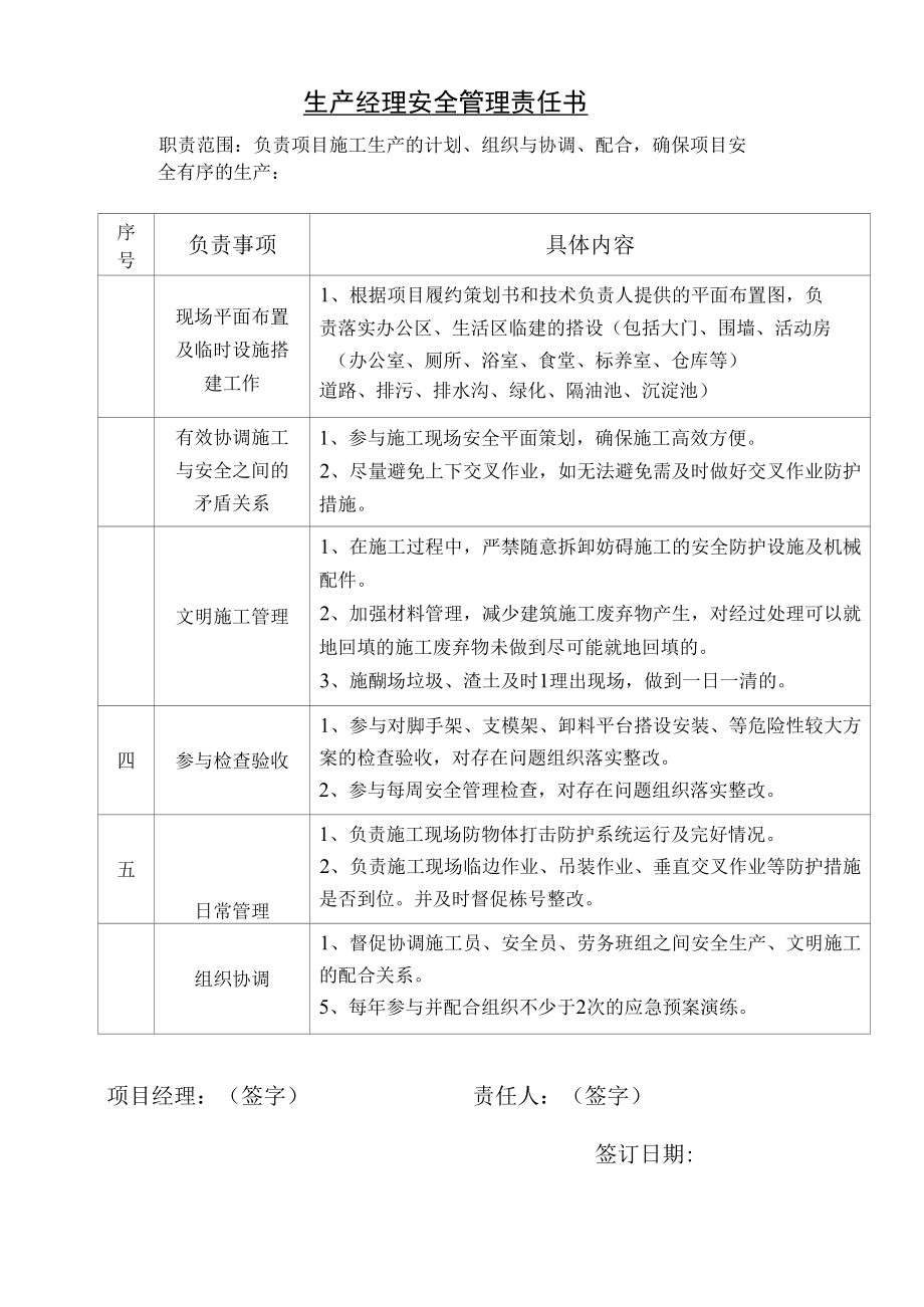 生产经理安全管理责任书.docx_第1页