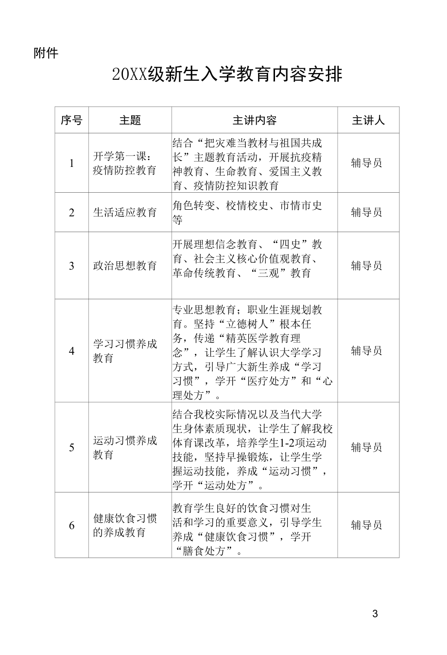 高等学校20XX级新生入学教育实施方案.docx_第3页