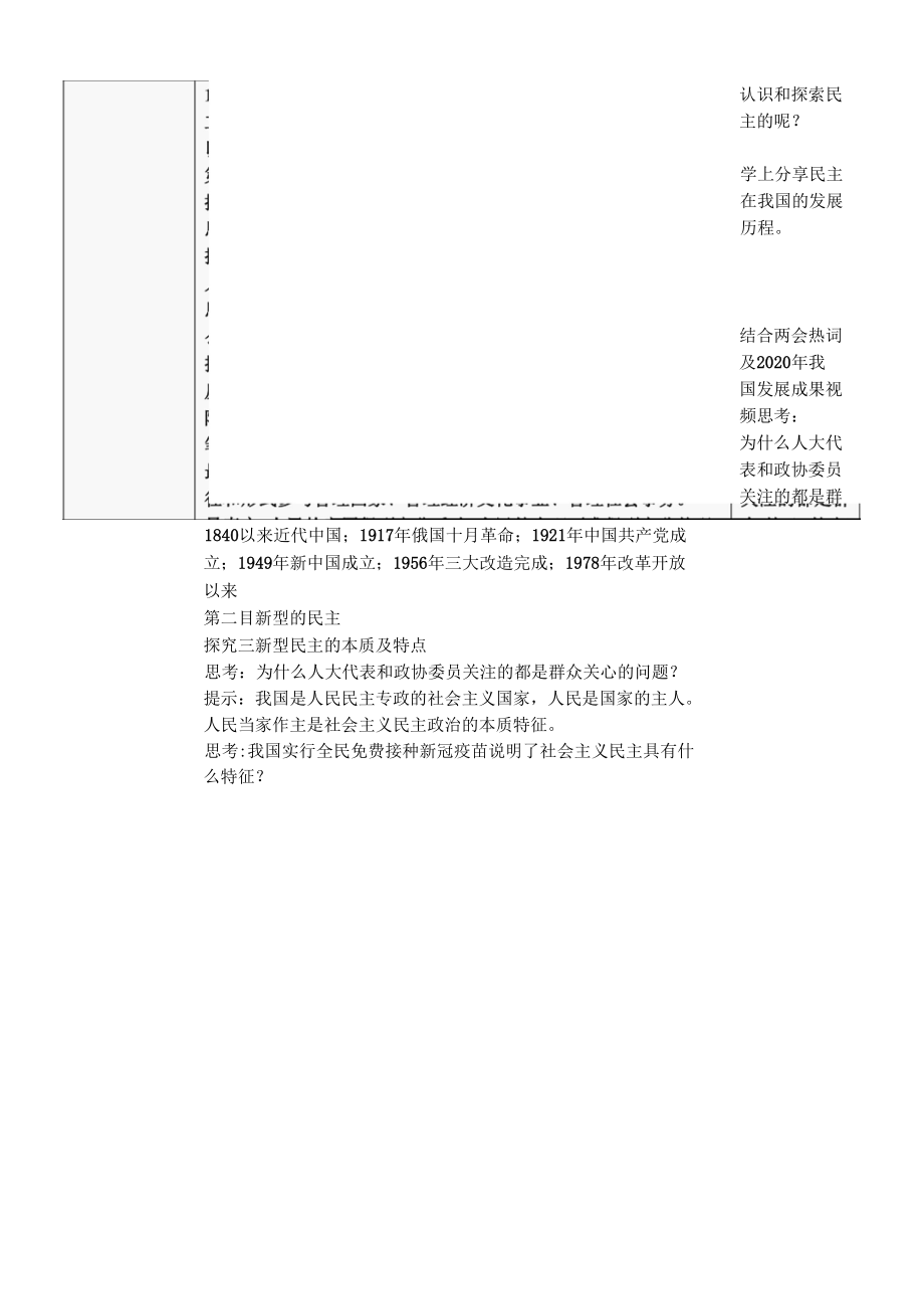 部编版道德与法治九年级3.1《生活在新型民主国家》教学设计.docx_第2页