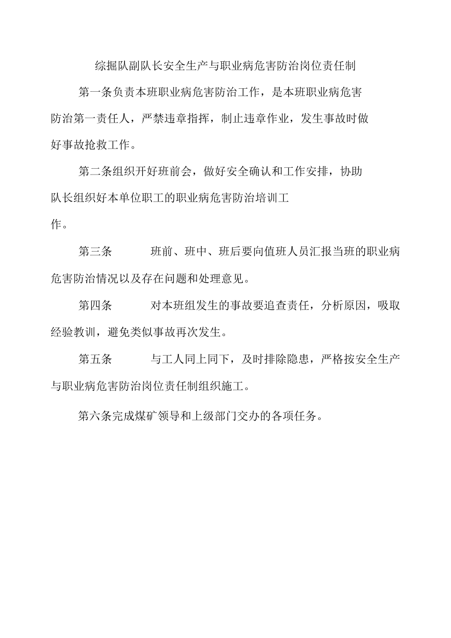 综掘队副队长安全生产与职业病危害防治岗位责任制.docx_第1页