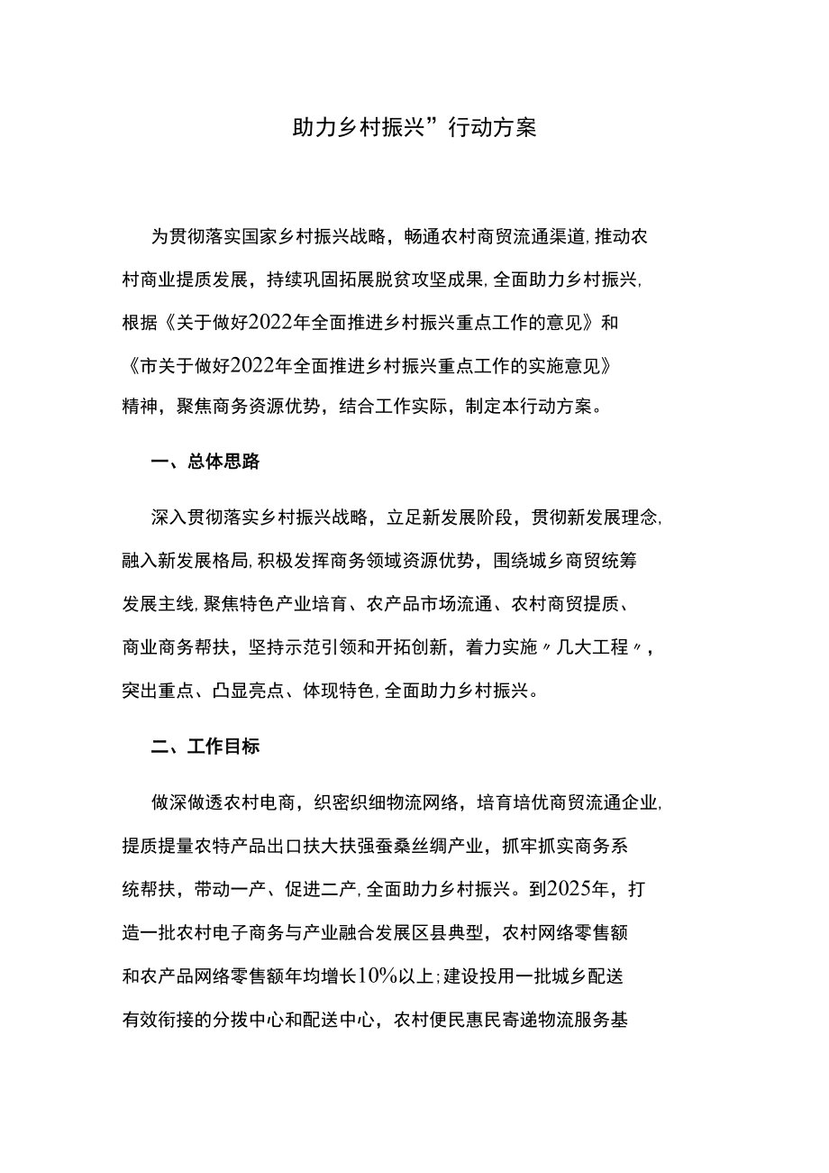 助力乡村振兴行动方案.docx_第1页