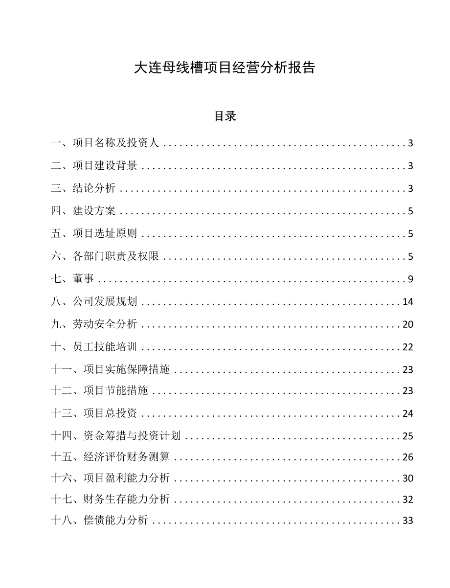 大连母线槽项目经营分析报告.docx_第1页