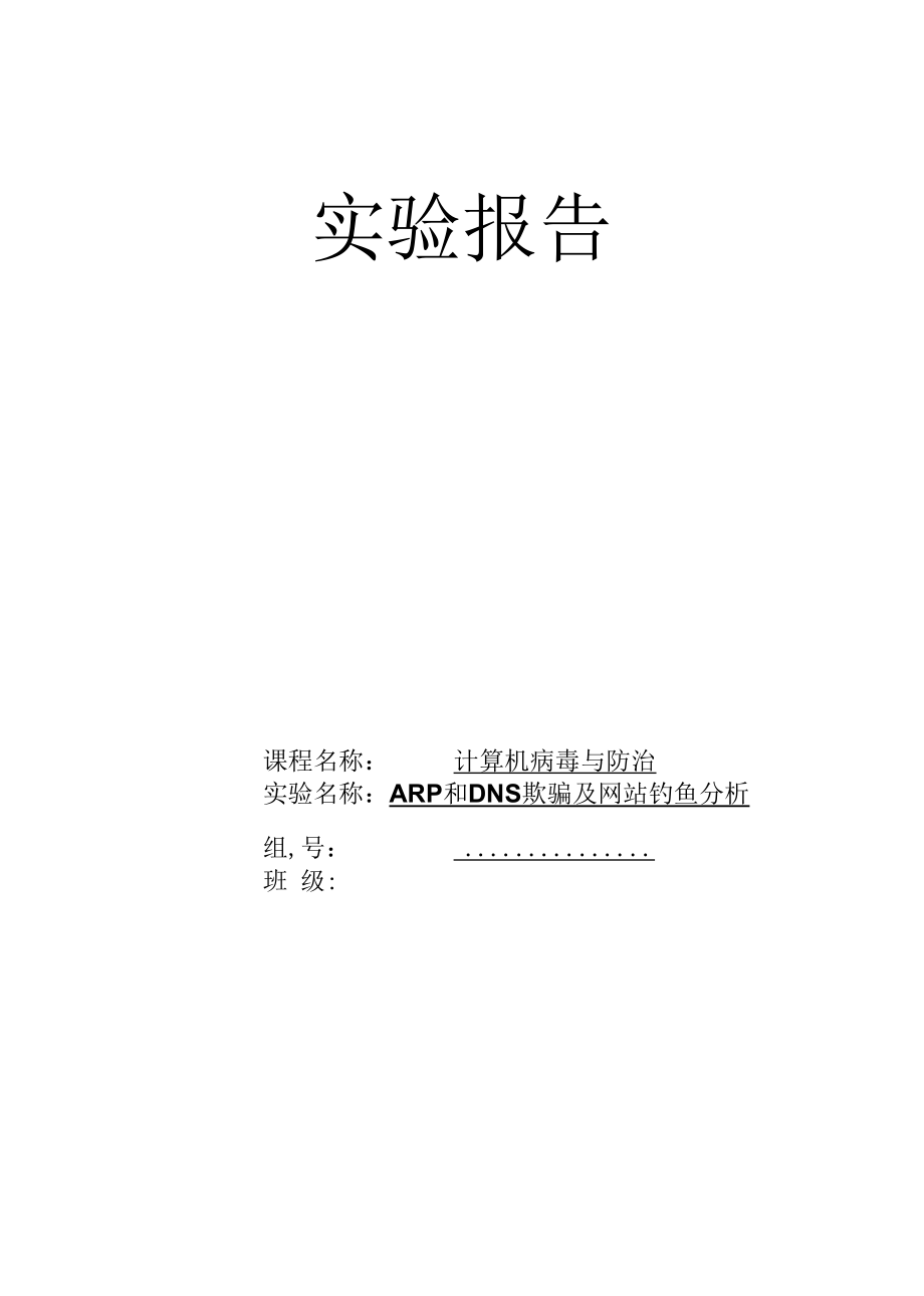 实验arp攻击dns欺骗网站钓鱼分析解析.docx_第1页