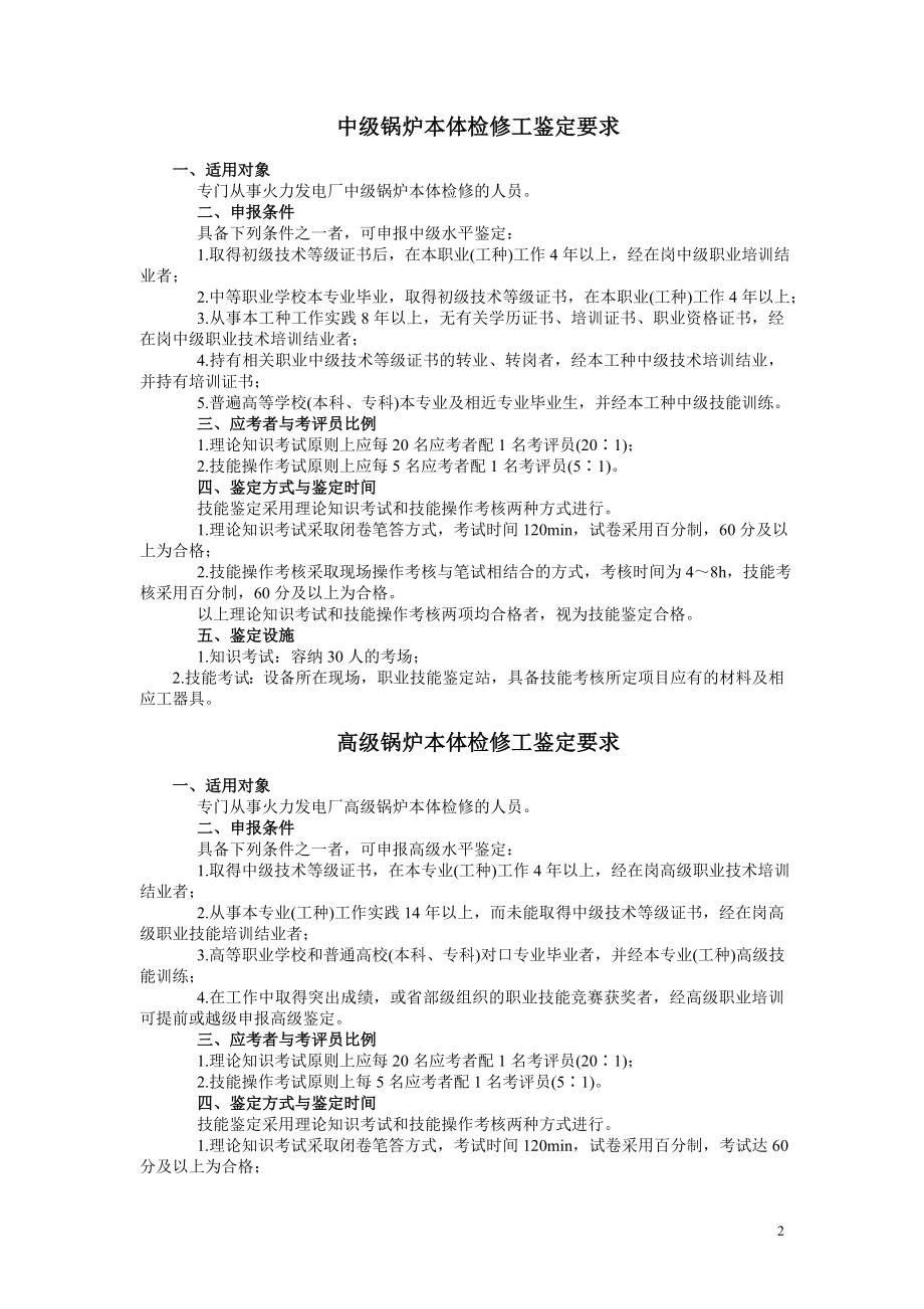 中华人民共和国职业技能鉴定规范·锅炉本体检修工.doc_第2页