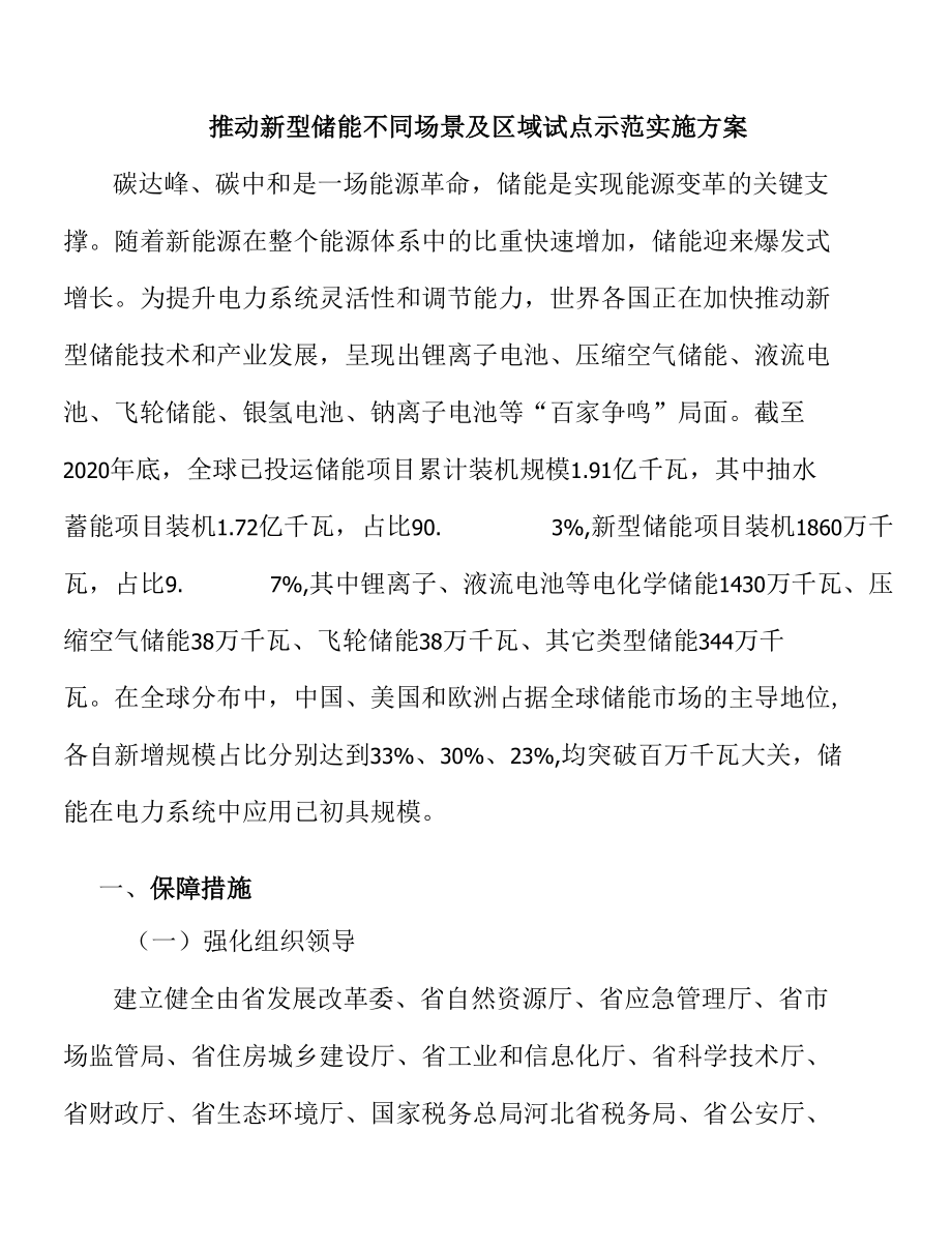 推动新型储能不同场景及区域试点示范实施方案.docx_第1页