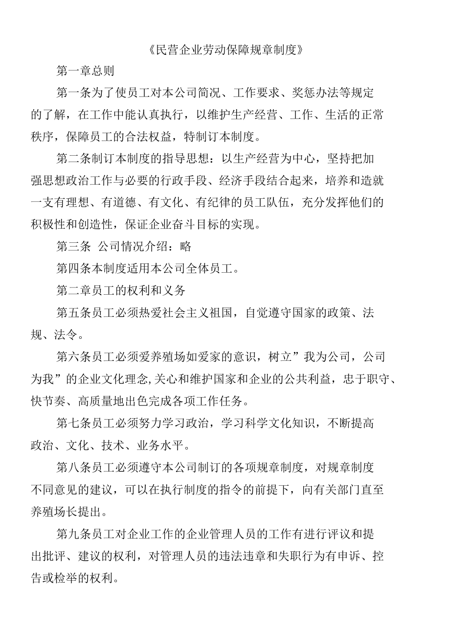 民营企业劳动保障规章制度.docx_第1页