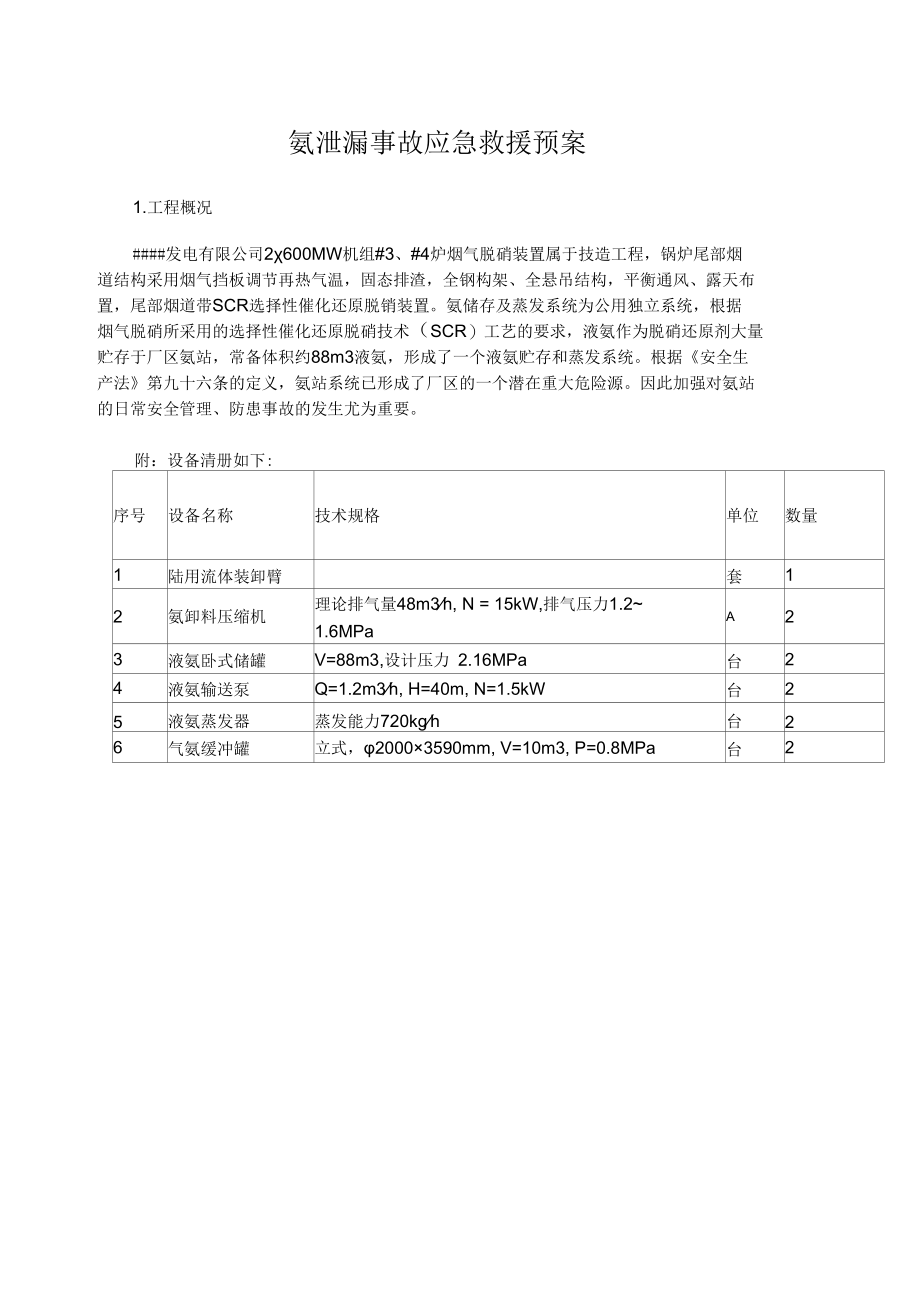 氨泄漏事故应急救援预案.docx_第1页