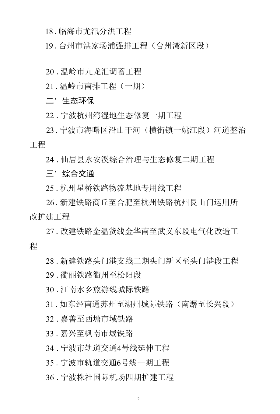 2022年浙江省重点建设预安排项目计划.docx_第2页