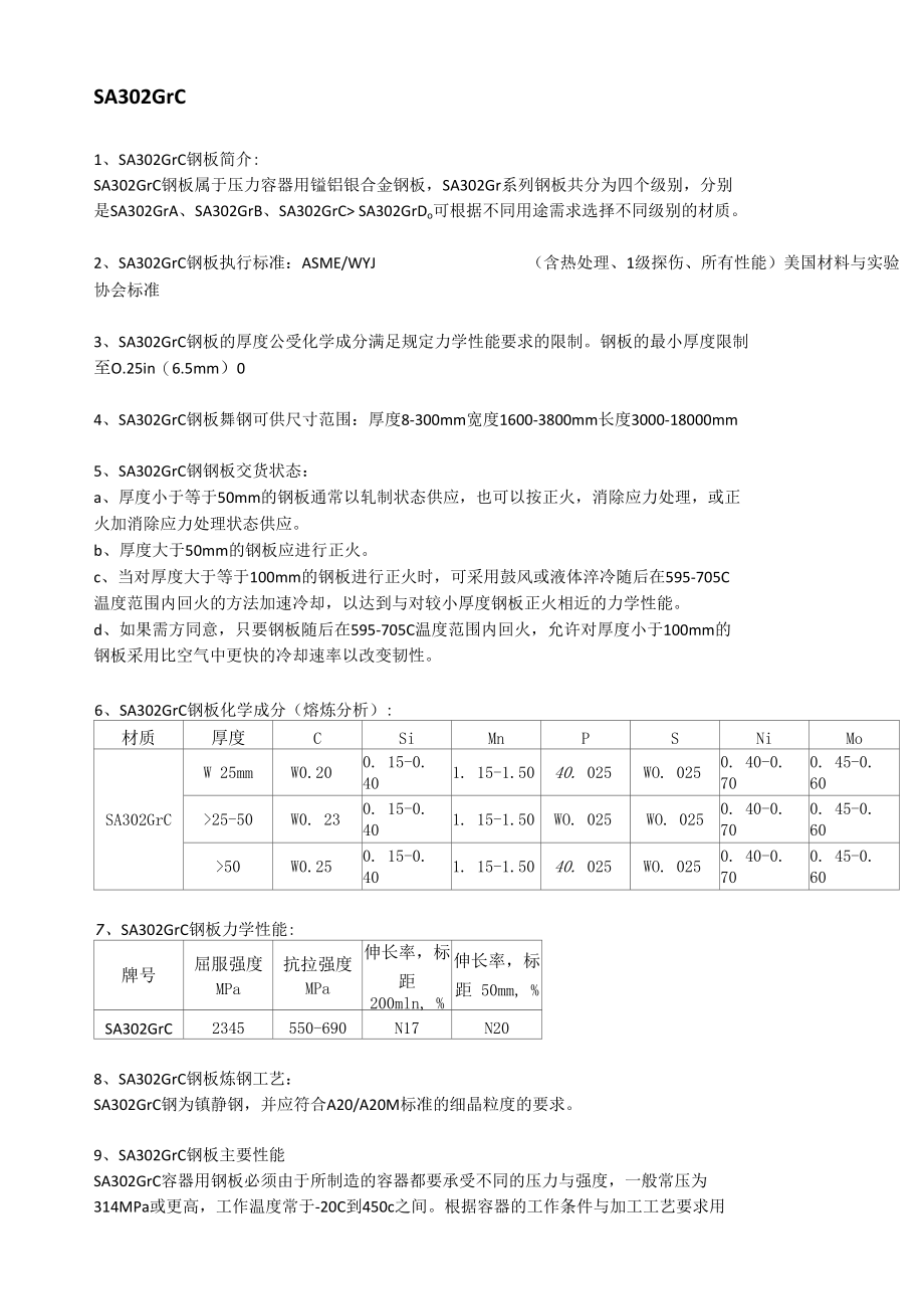 SA302GrC美标容器板执行标准及应用范围.docx_第1页