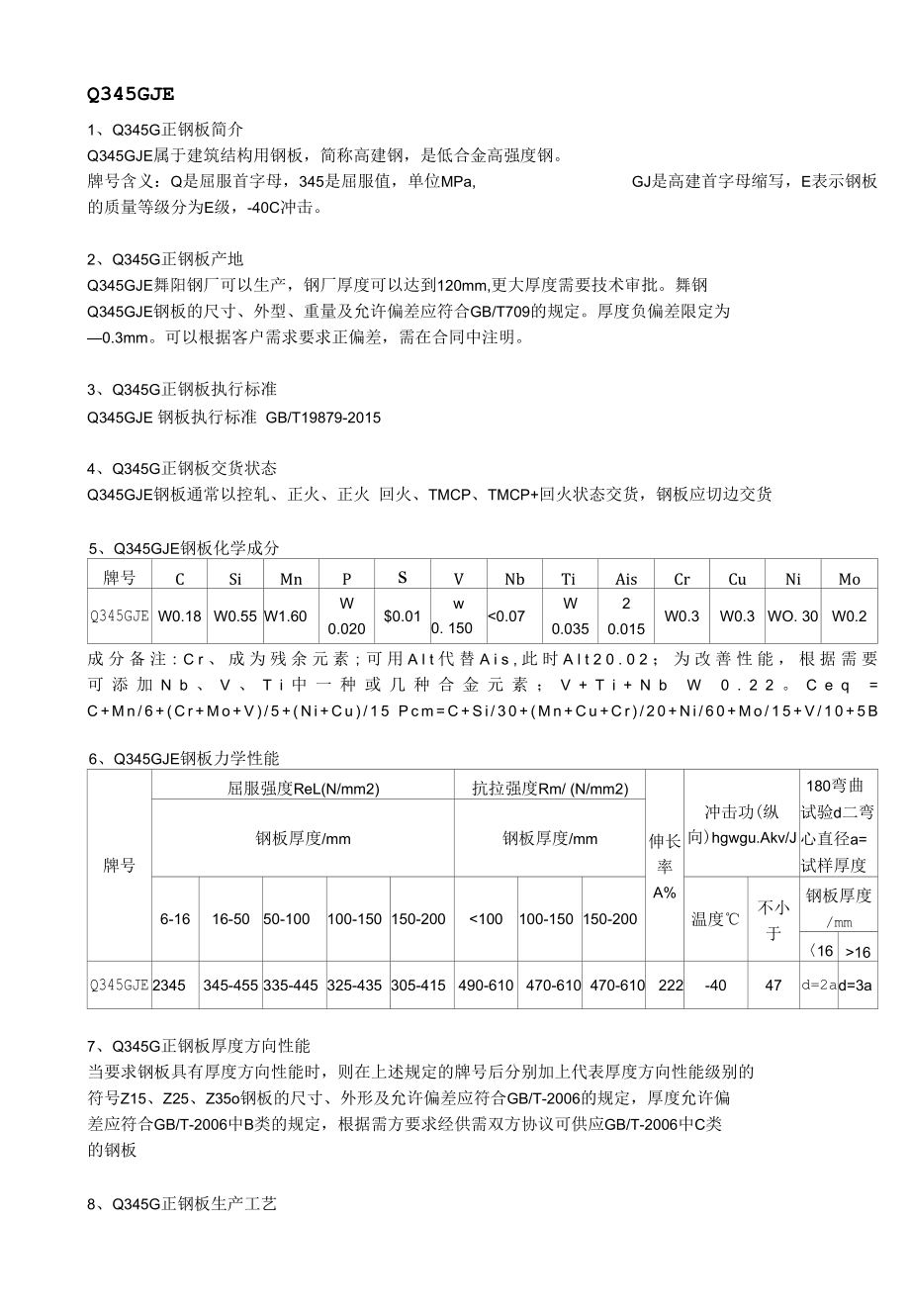 Q345GJE高建钢成分性能及应用范围.docx_第1页