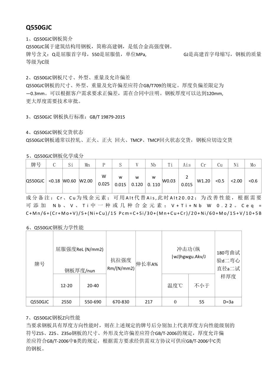 Q550GJC高建钢交货状态及生产工艺.docx_第1页