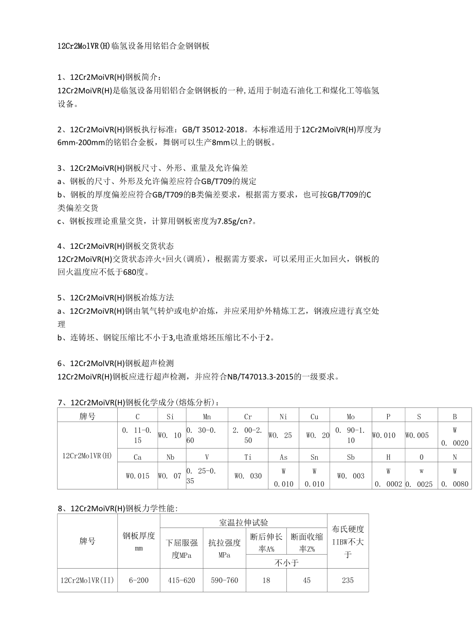 12Cr2Mo1VR(H)钢板实际应用及执行标准.docx_第1页