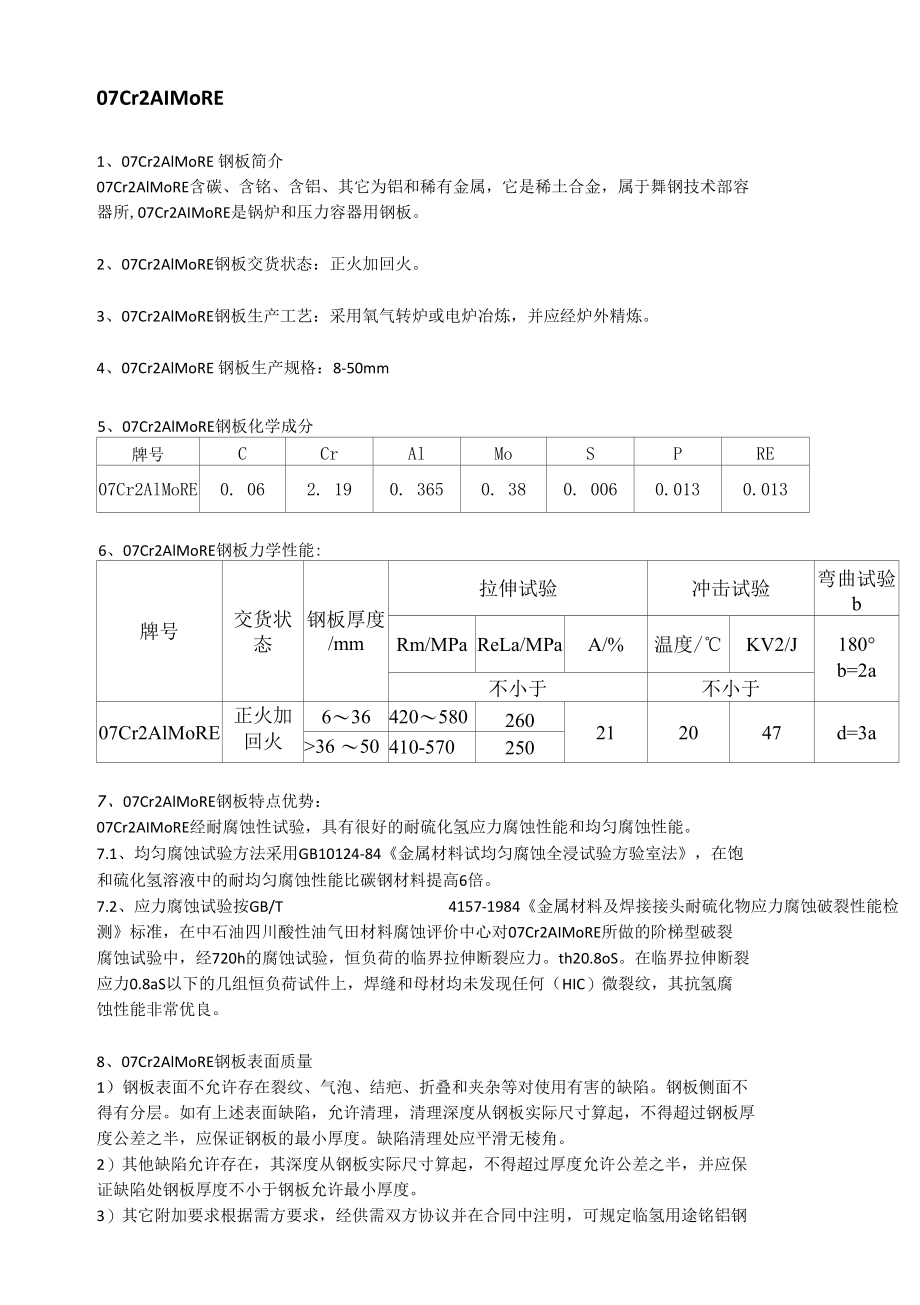 07Cr2AlMoRe钢板材质分析及实际应用.docx_第1页