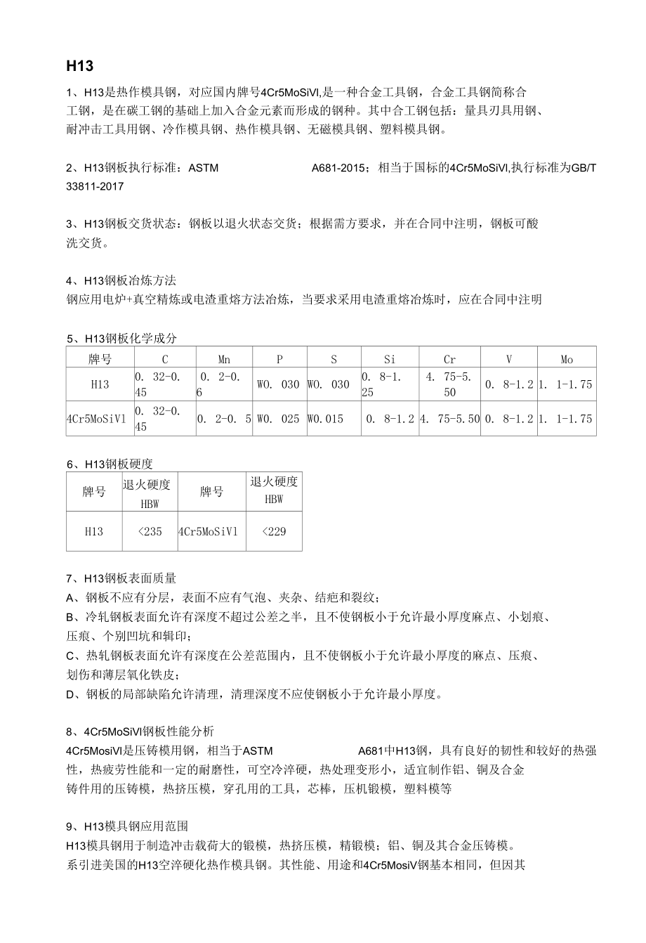 H13热作模具钢材质分析及成分性能.docx_第1页