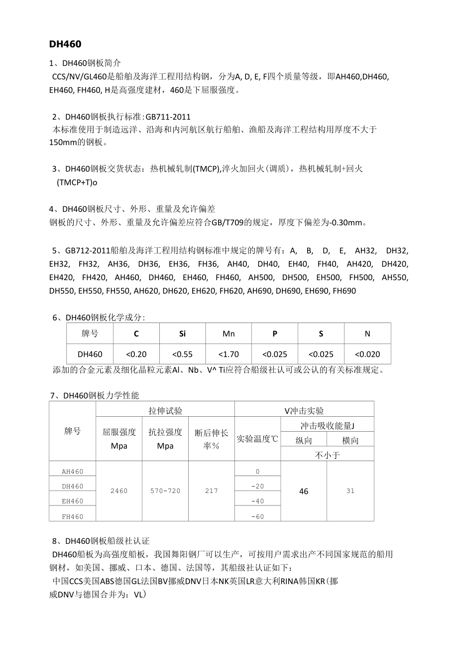 DH460船板力学性能及应用范围.docx_第1页