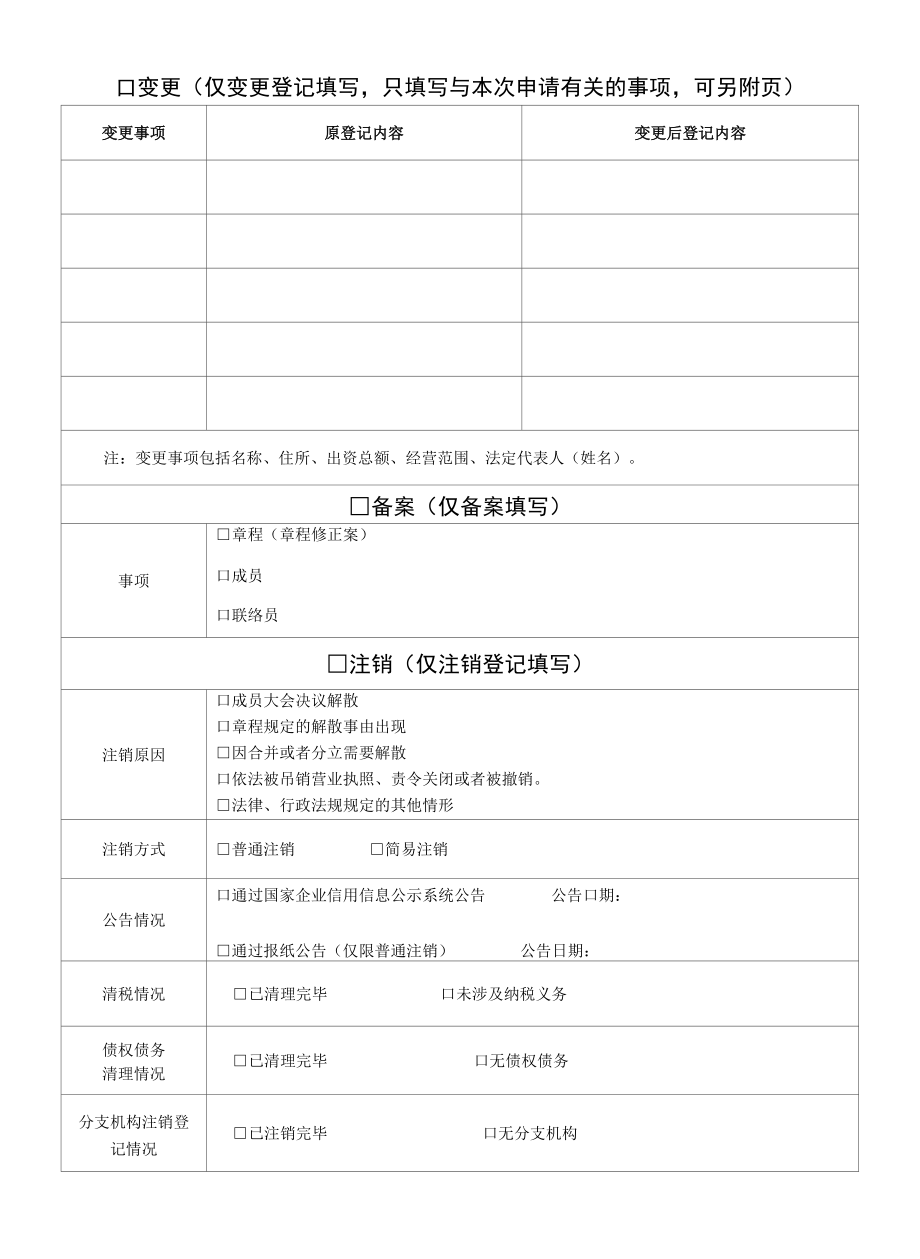 农民专业合作社变更登记示范文本.docx_第2页