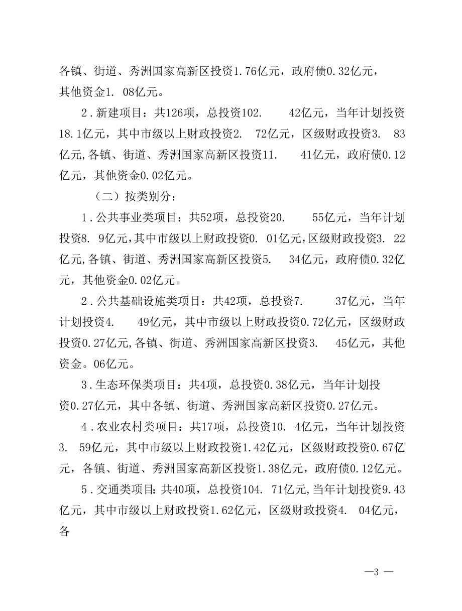 嘉兴市秀洲区2022年政府投资项目计划.docx_第3页