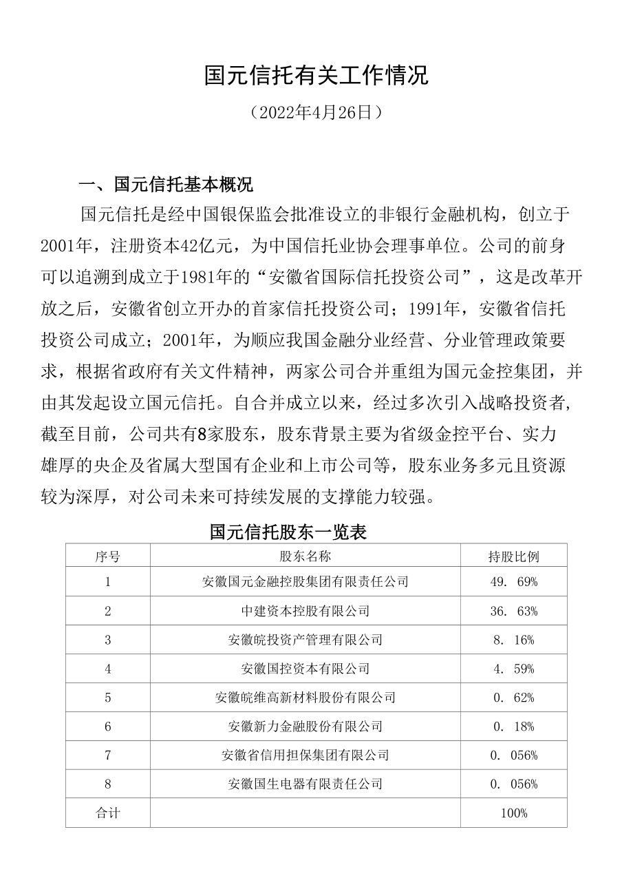 国元信托有关工作情况（4月26日）.docx_第1页