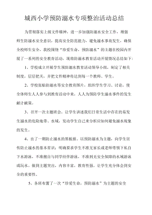 城西小学预防溺水专项整治活动总结.docx