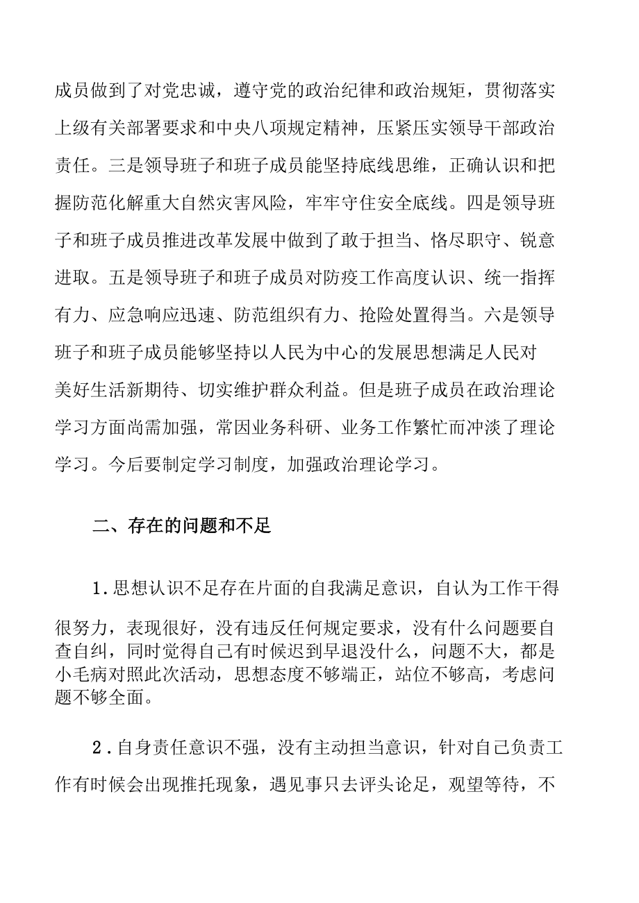 市政府办公室班子郑州特大暴雨灾害以案促改工作民主生活会查摆剖析整改报告材料（4篇）.docx_第2页