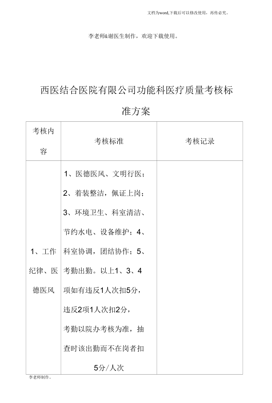 医院卫生院功能科医疗质量考核标准方案.docx_第2页