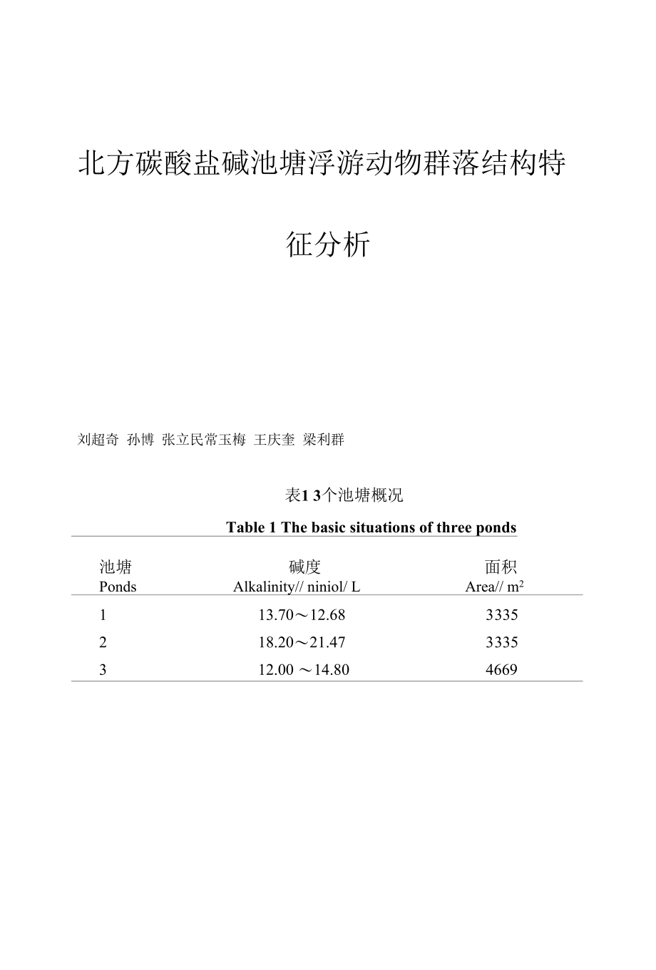 北方碳酸盐碱池塘浮游动物群落结构特征分析.docx_第1页