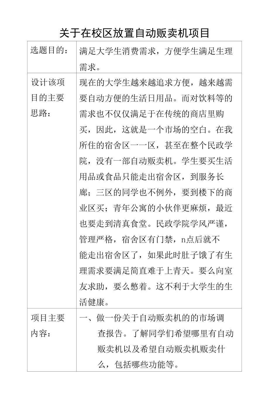 关于在宿舍区放置自动贩卖机报告.docx_第1页