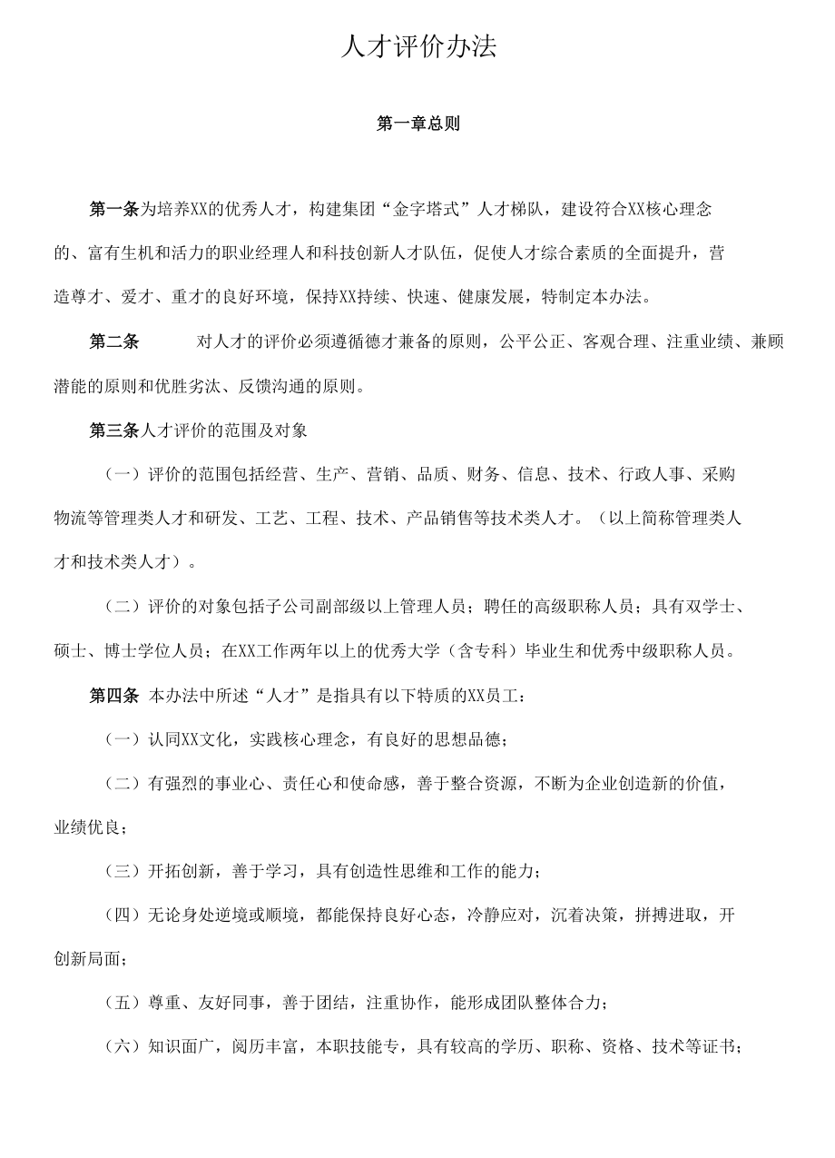 某某集团人才评价办法.docx_第1页