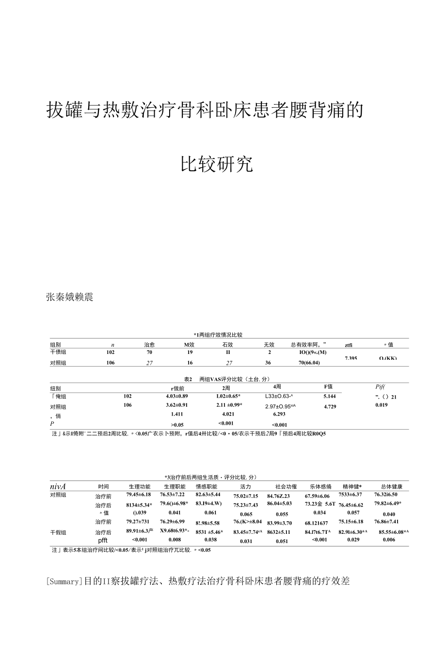 拔罐与热敷治疗骨科卧床患者腰背痛的比较研究.docx_第1页