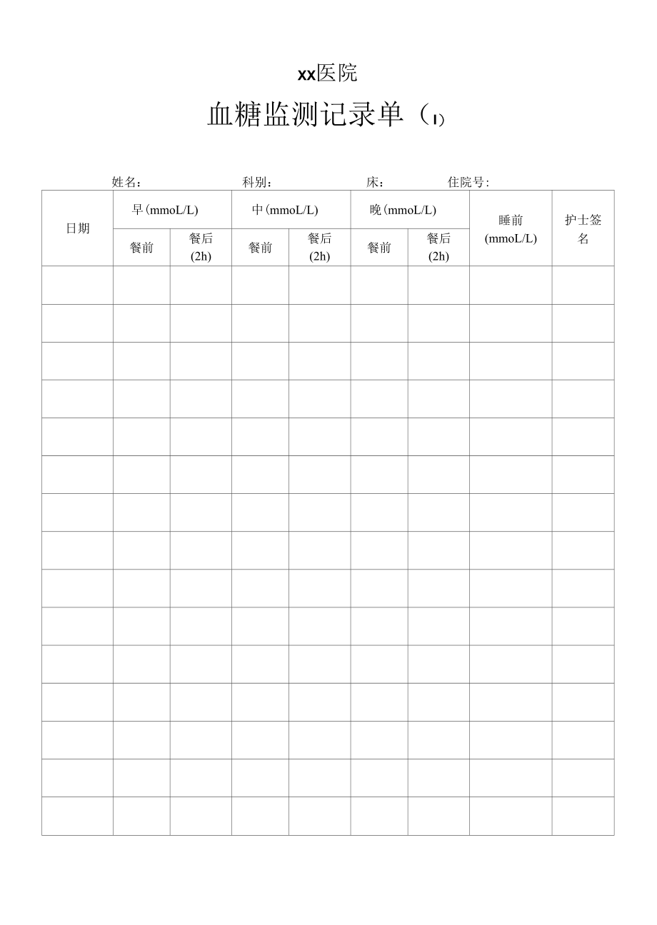 血糖监测记录单(三餐)-(1).docx_第1页