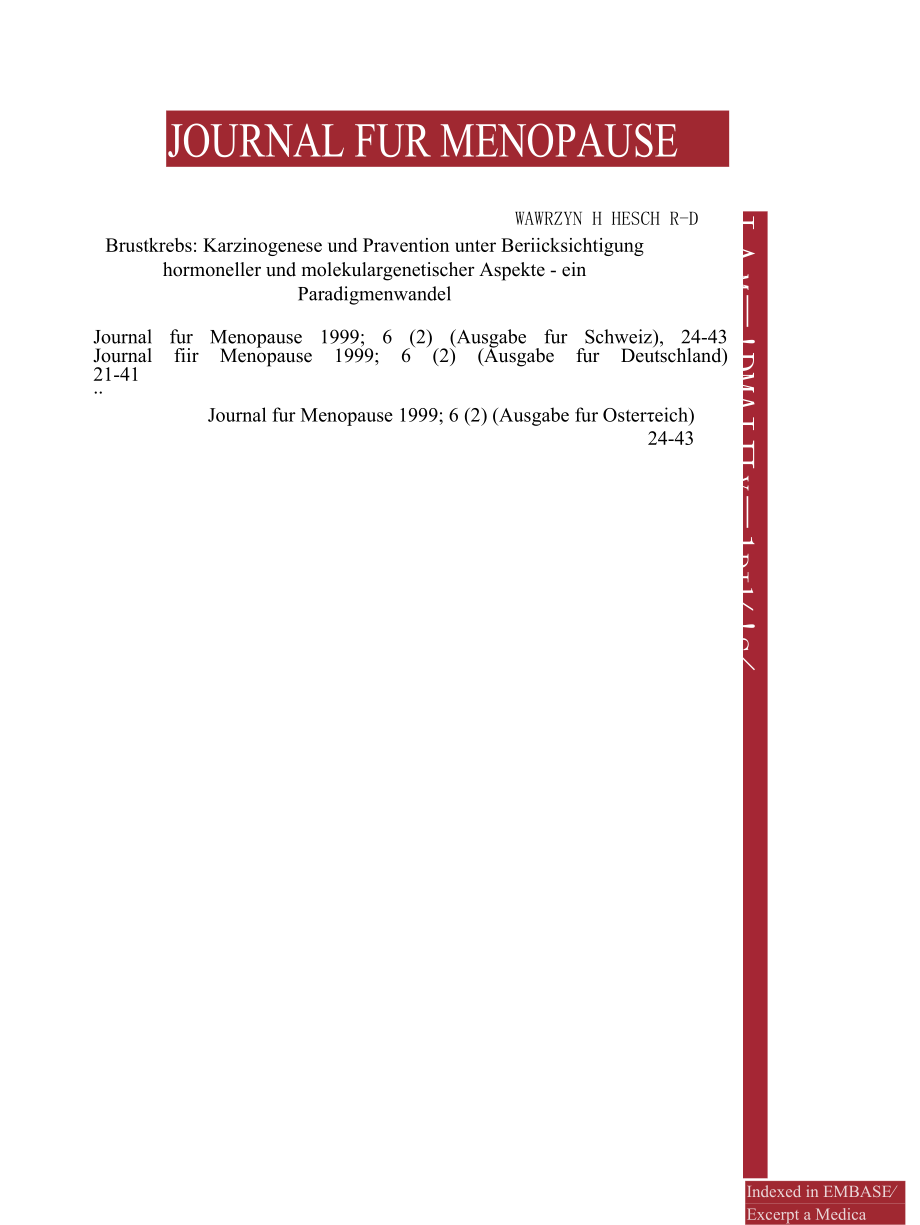 Brustkrebs Karzinogenese und Pr vention unter Berücksichtigung hormoneller und molekulargenetischer Aspekte - ein Paradigmenwan.docx_第1页