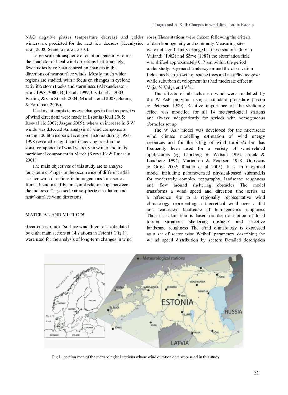 Changes in surface wind directions in Estonia during 1966–2008 and their relationships with large-scale atmospheric circulation.docx_第2页