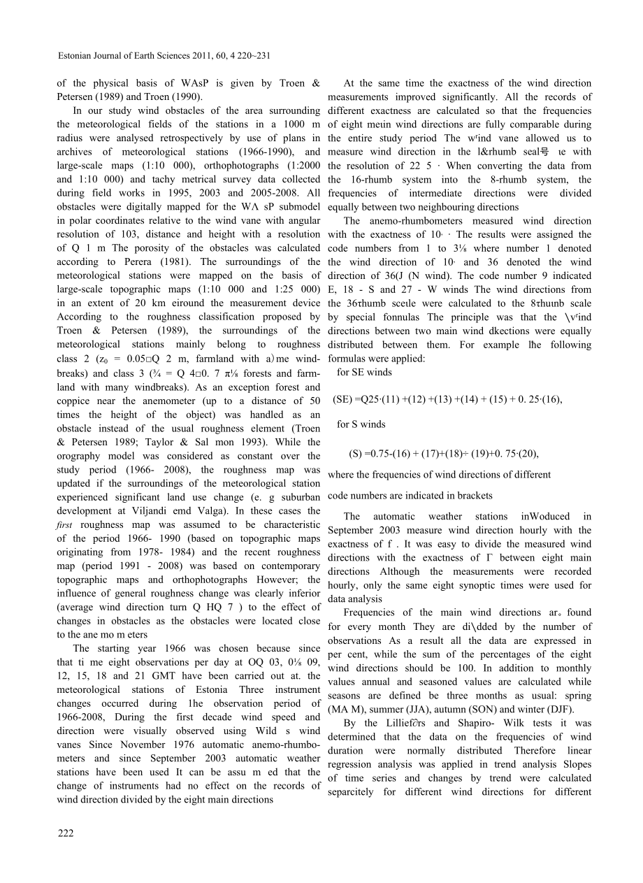 Changes in surface wind directions in Estonia during 1966–2008 and their relationships with large-scale atmospheric circulation.docx_第3页