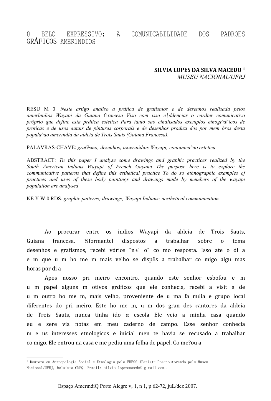 O BELO EXPRESSIVO A COMUNICABILIDADE DOS PADR ES GRáFICOS AMERíNDIOS.docx_第1页