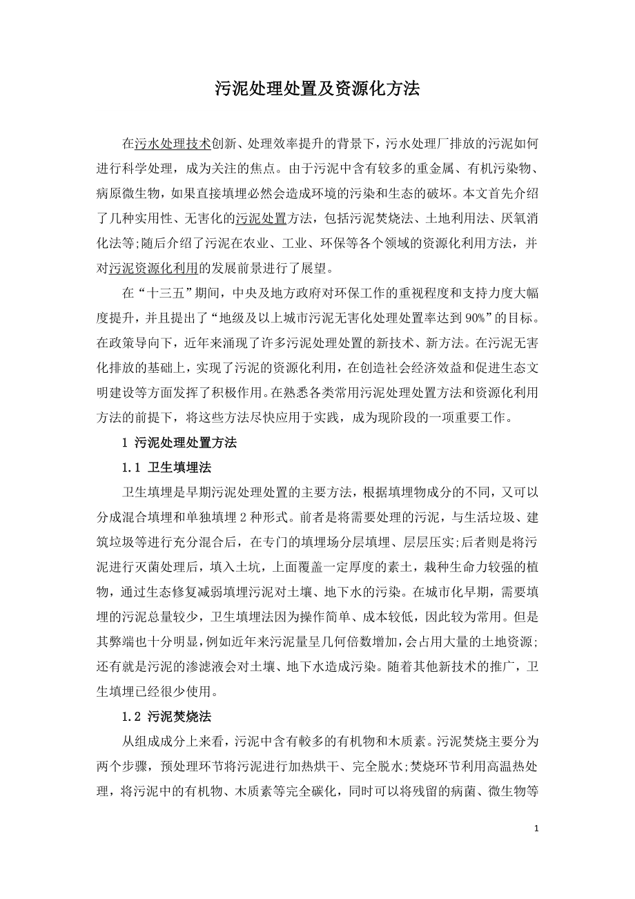 污泥处理处置及资源化方法.doc_第1页