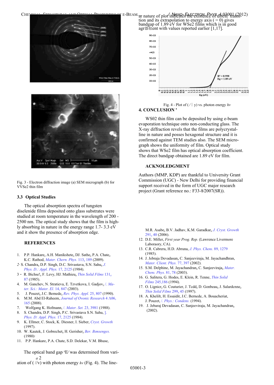 Chemical, Structural and Optical Properties of ē-Beam Evaporated Tungsten Diselenide Polycrystalline Thin Film.docx_第3页