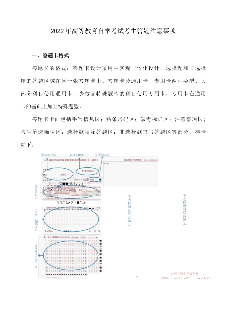 2022年高等教育自学考试考生答题注意事项.docx_第1页