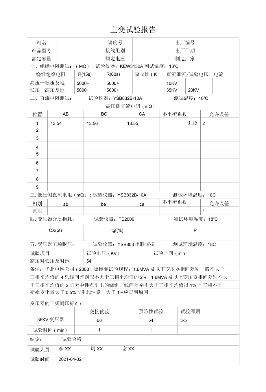 2022年35KV变电站预防性试验报告.docx_第2页